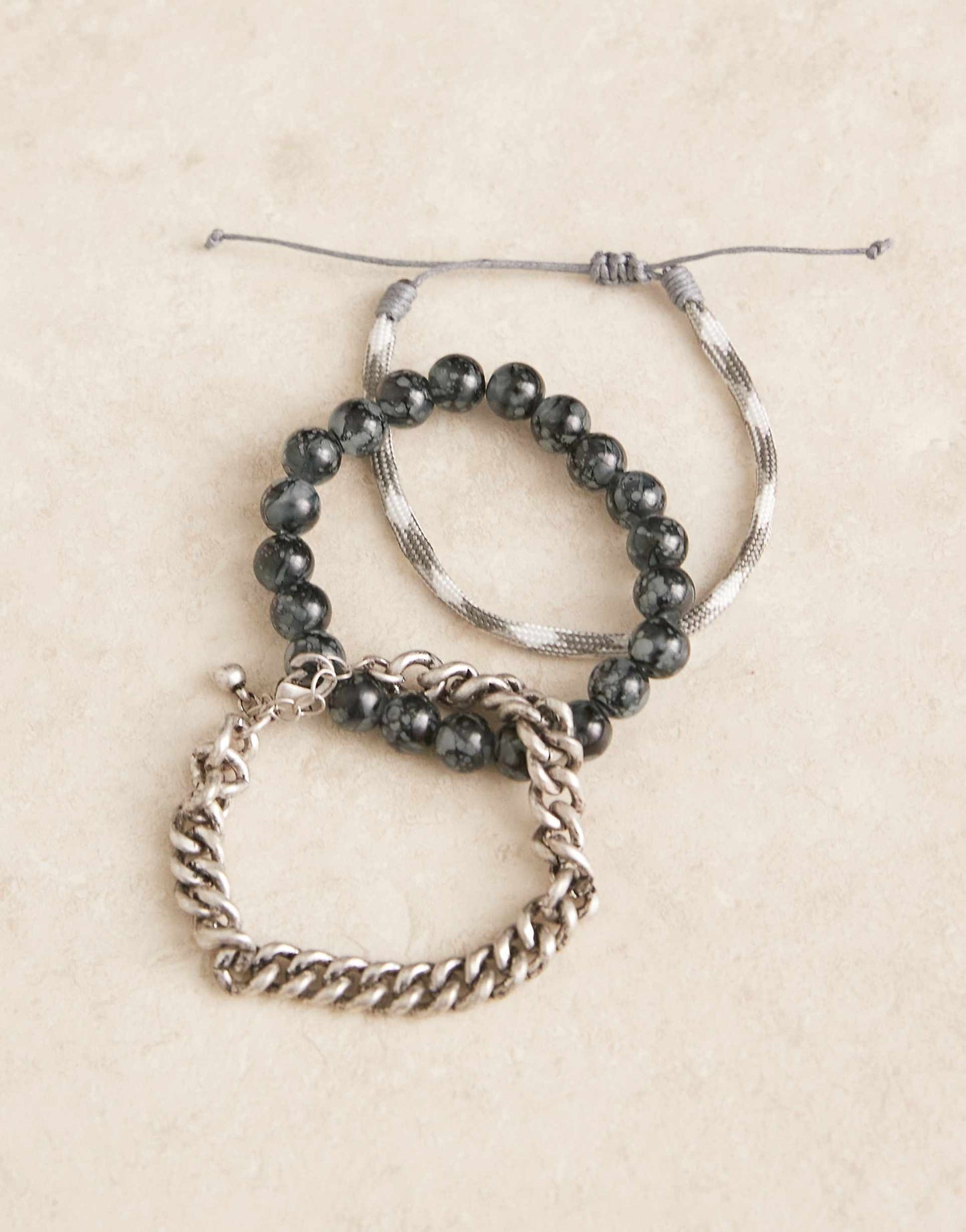 3 Pack Beaded And Chain Bracelets