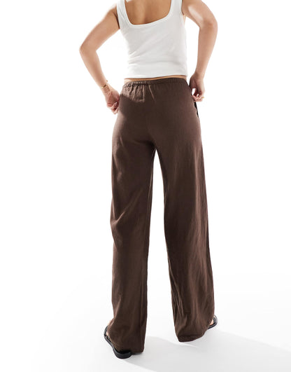 High Waisted Linen Look Trousers