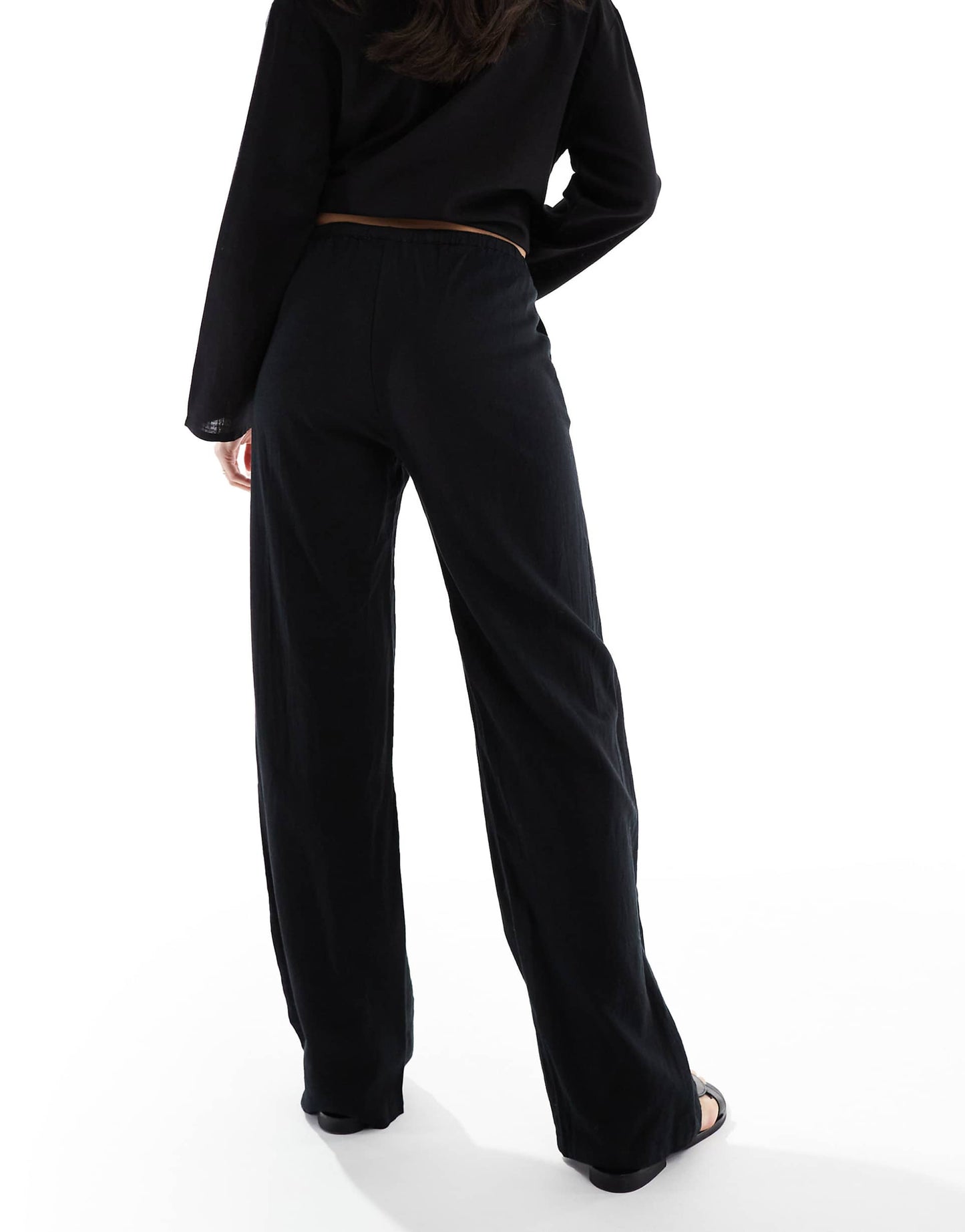 High Waisted Linen Look Trousers