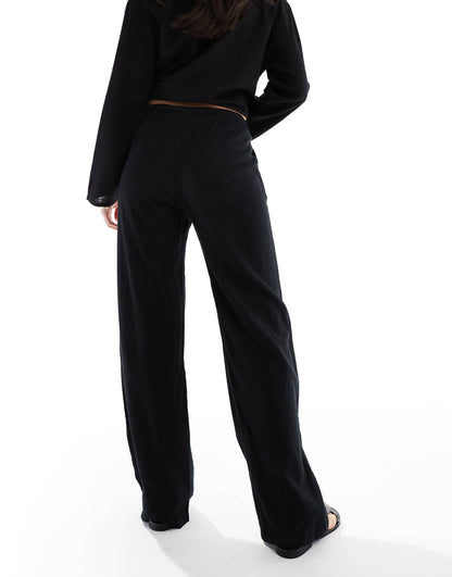 High Waisted Linen Look Trousers