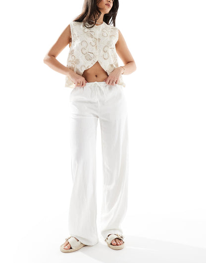 High Waisted Linen Look Trousers