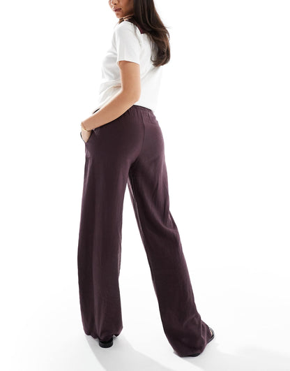 High Waisted Linen Look Trousers