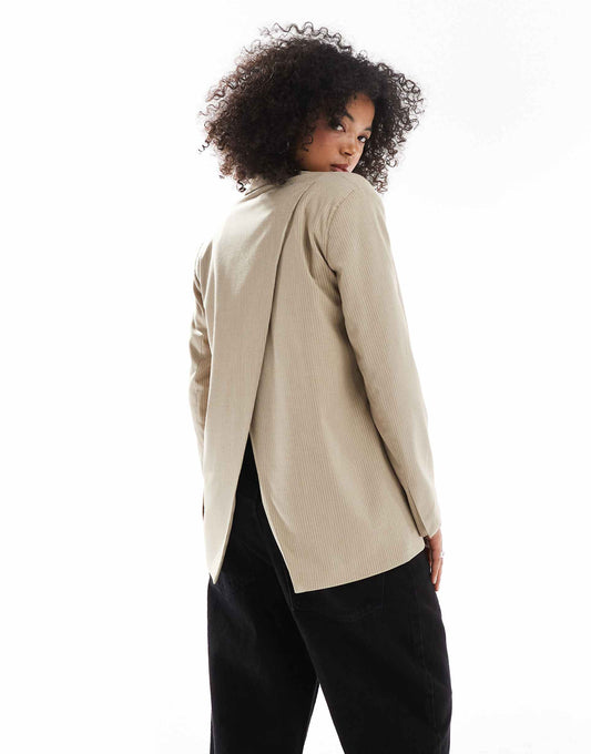 Oversized Blazer With Crossover Back Detail