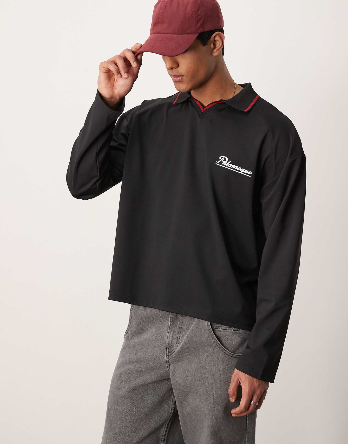 Oversized Boxy Polo T-Shirt With Sport Design