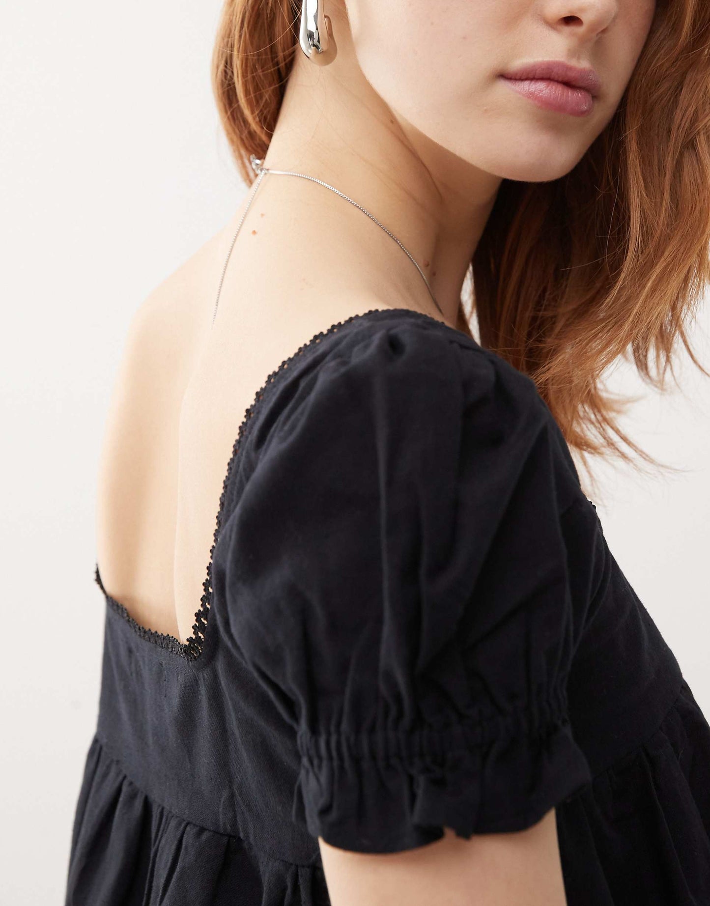 Axoni Square Neck Puff Sleeve Blouse