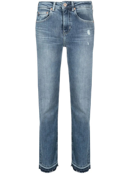 Girlfriend Distressed Tapered Jeans