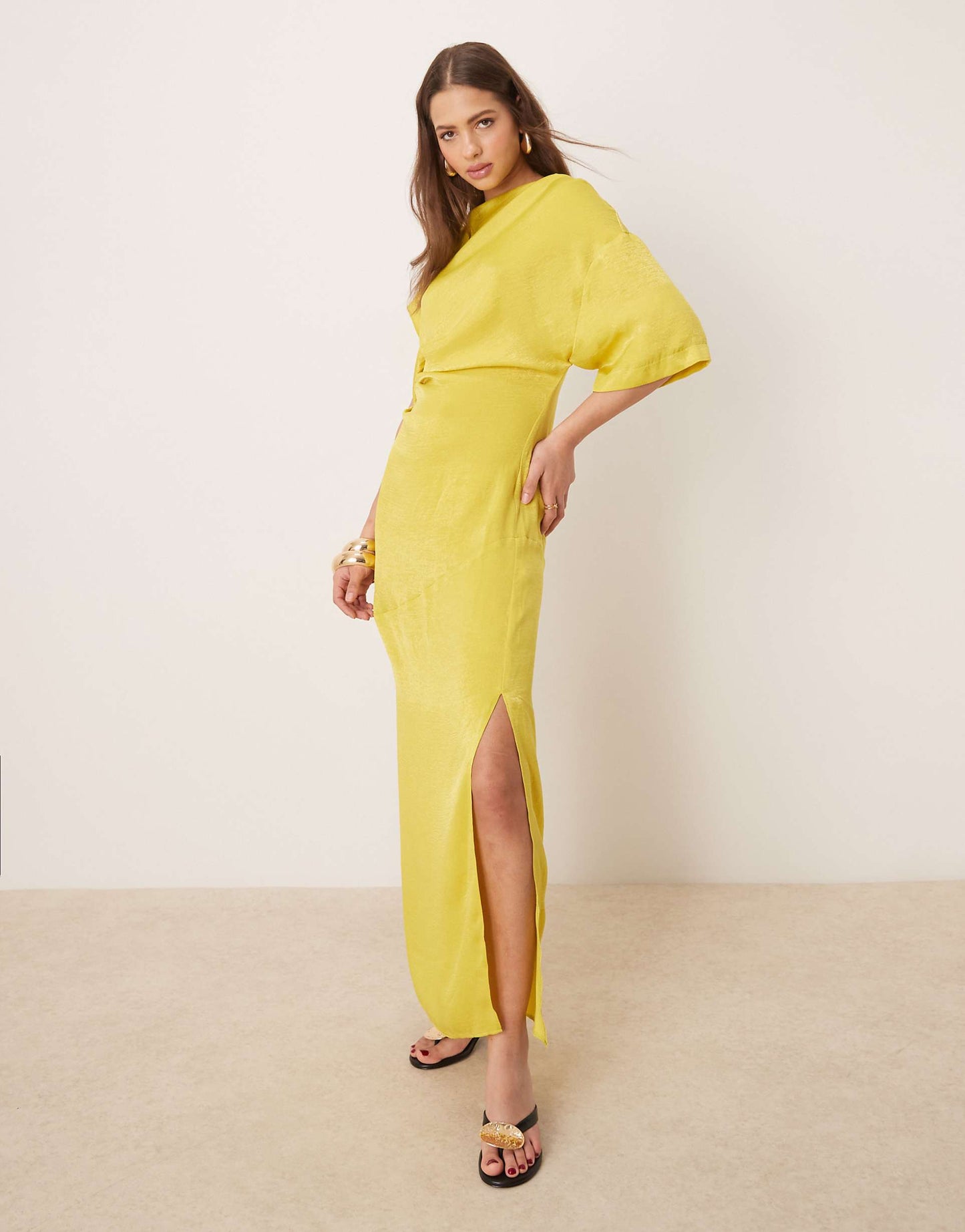 Tuck Detail T Shirt Draped Back Maxi Dress