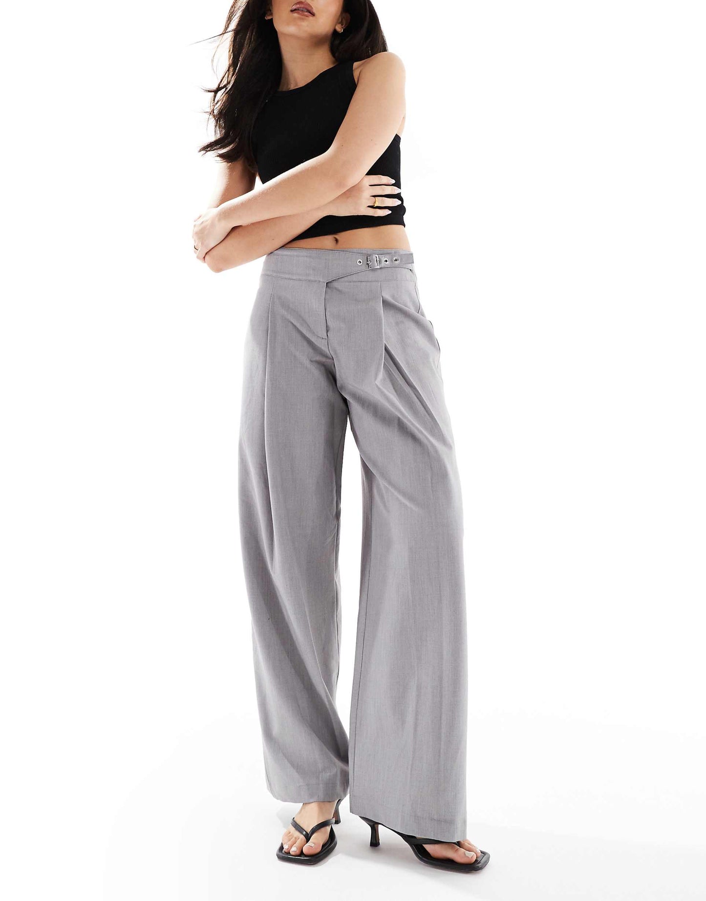 Wide Leg Tailored Trouser With Belt Detail