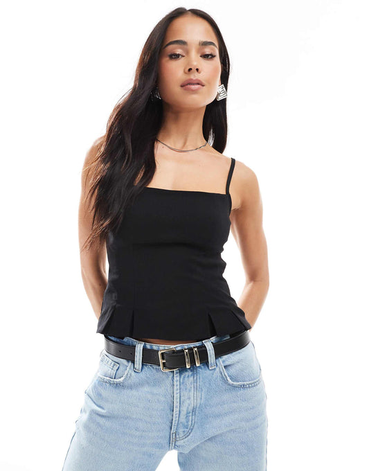 Straight Neck Tailored Corset Top