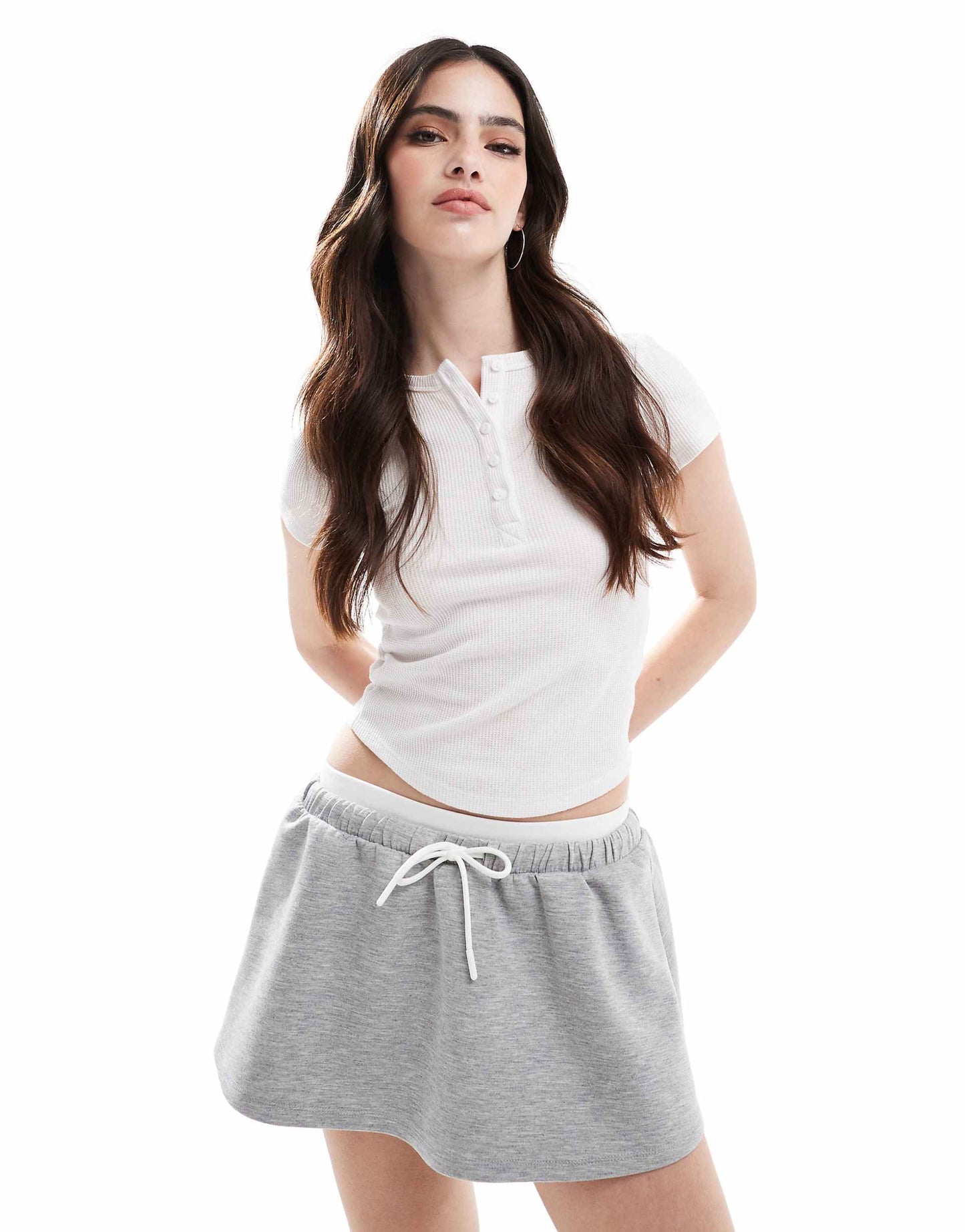 Double Waistband Pleated Mini Skirt