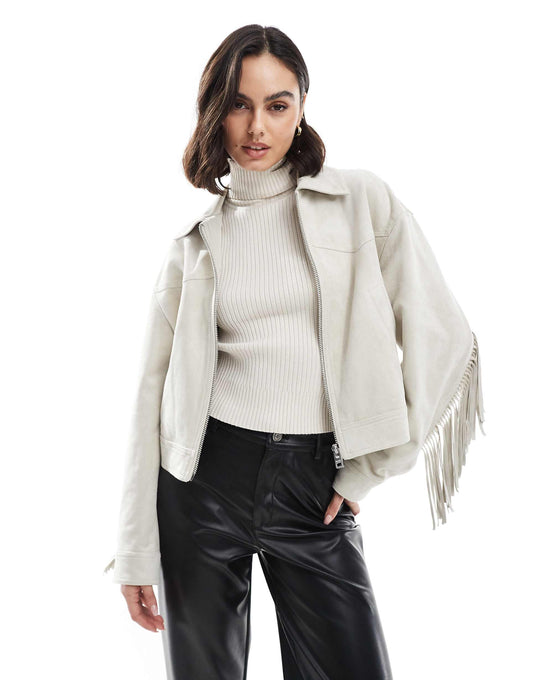 Faux Suede Fringe Detail Jacket