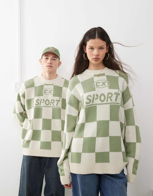 Unisex Knitted Checkerboard Sweat