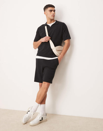 Oversized Midweight Knitted Cotton Shorts Co-Ord