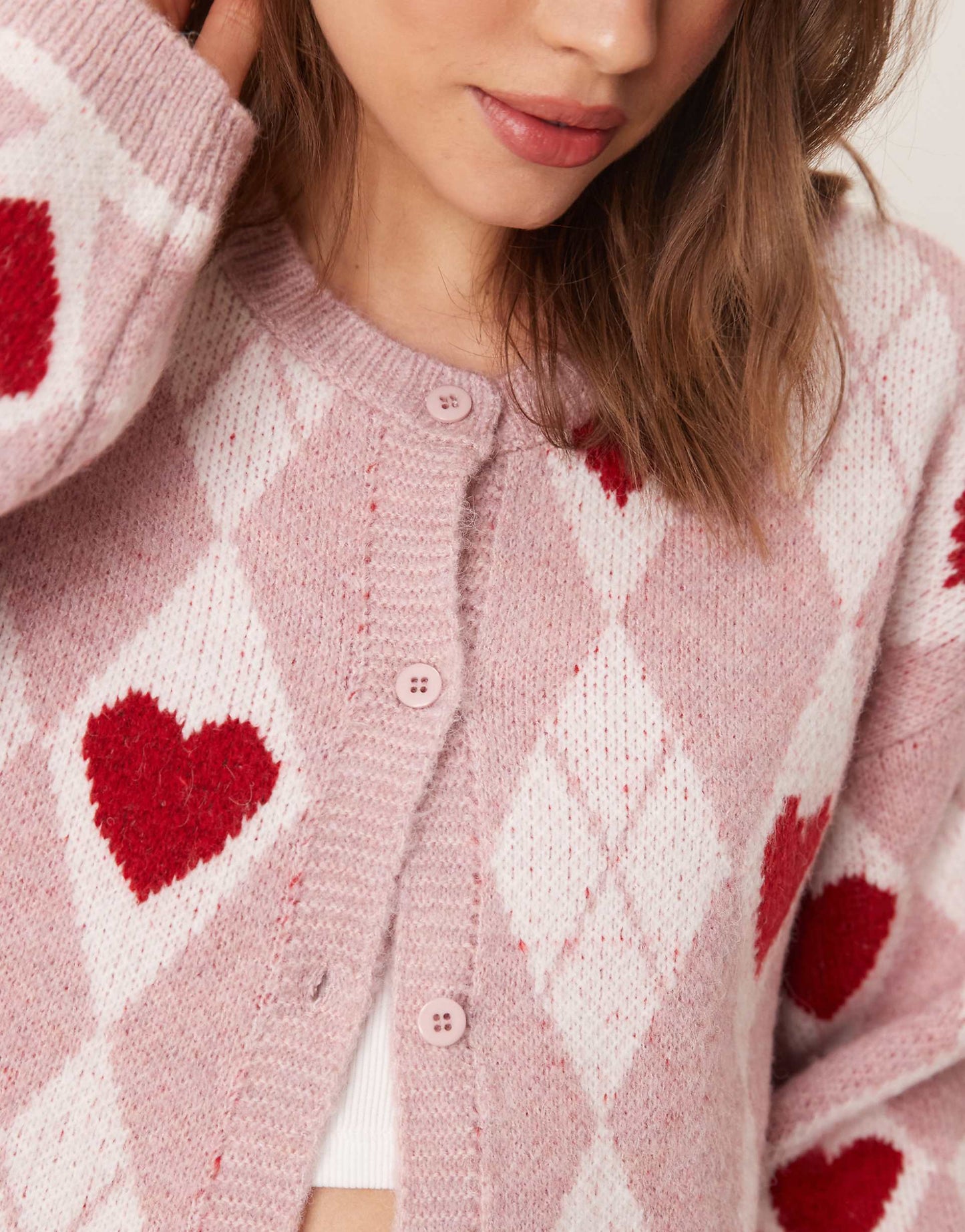 Heart Jacquard Knitted Cardigan