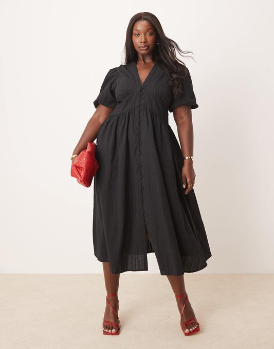 Plus Starlight Seersucker Midi Dress