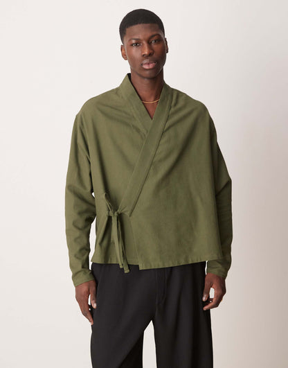 Oversized Wrap Front Shirt