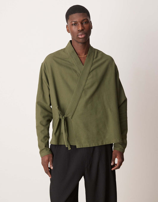 Oversized Wrap Front Shirt