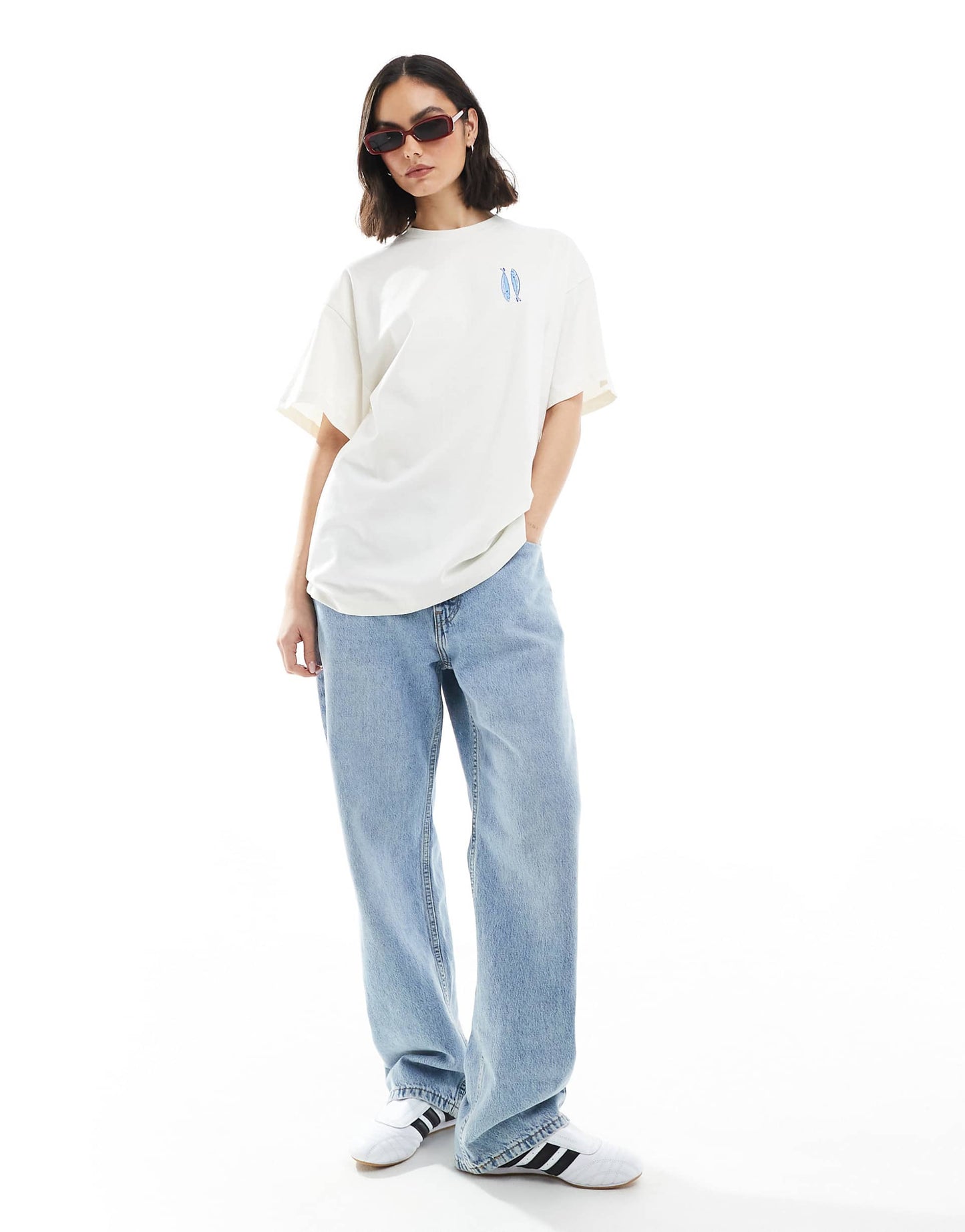Oversized Sardine Stripe Back Print Graphic Tee