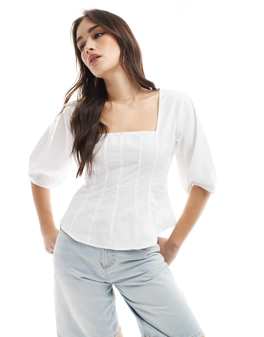 Square Neck Seam Detail Corset Top