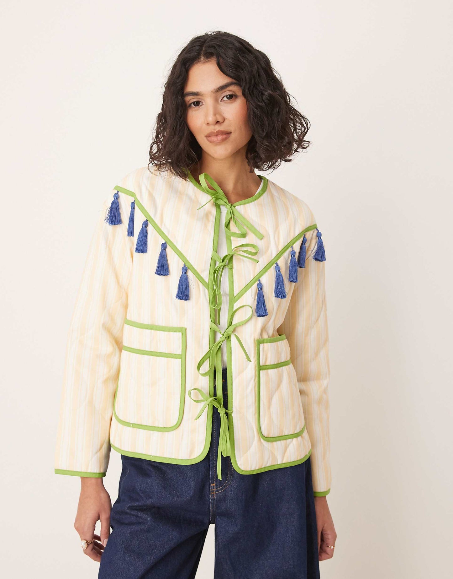 Tassel Trim Stripe Jacket