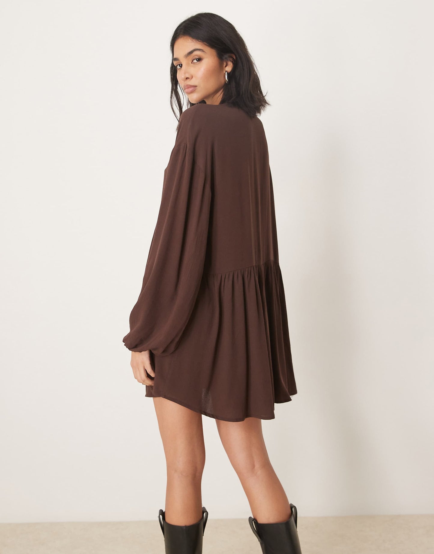 Textured Boho Drop Waist Mini Dress