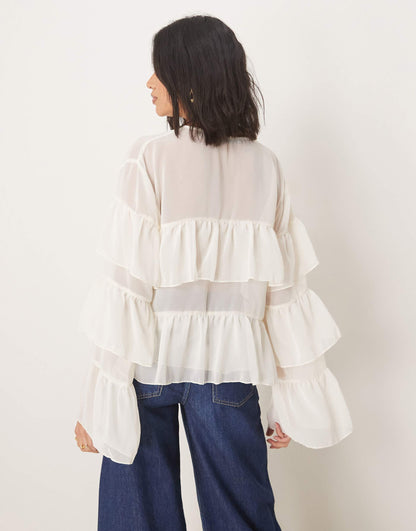 Chiffon Boho Ruffle Blouse