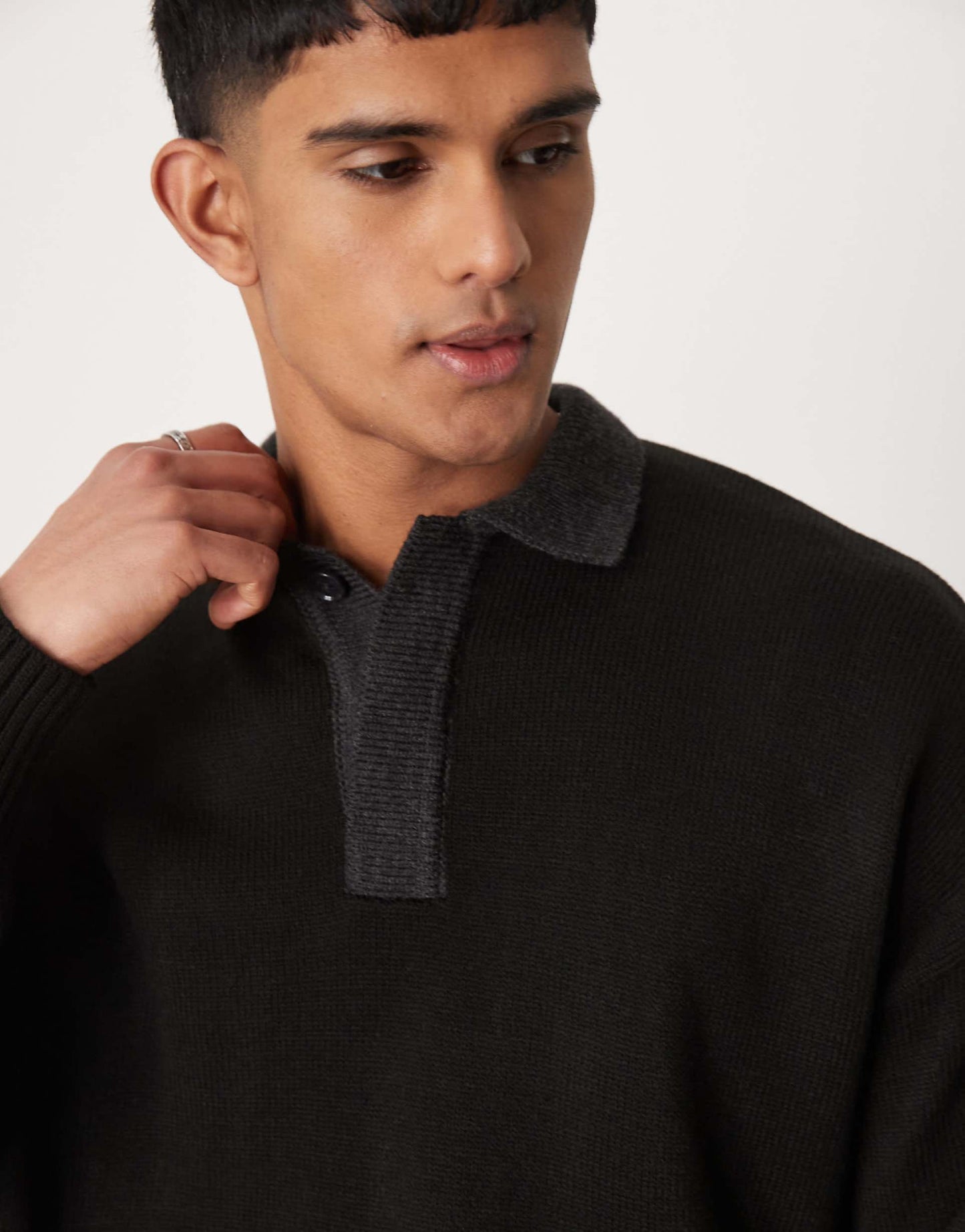 Oversized Boxy Fit Knitted Polo