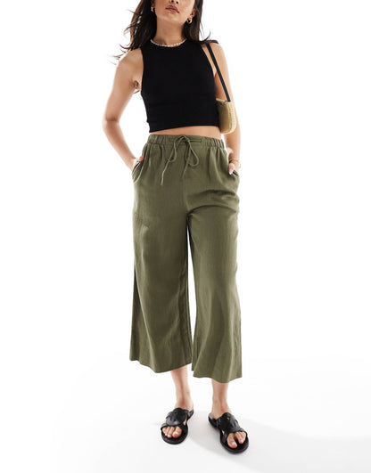 Linen Cropped Trousers