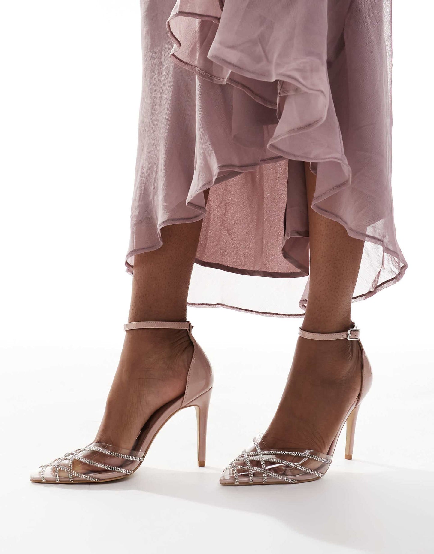 Embellished Perspex Heeled Court Shoe