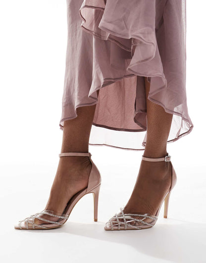 Embellished Perspex Heeled Court Shoe