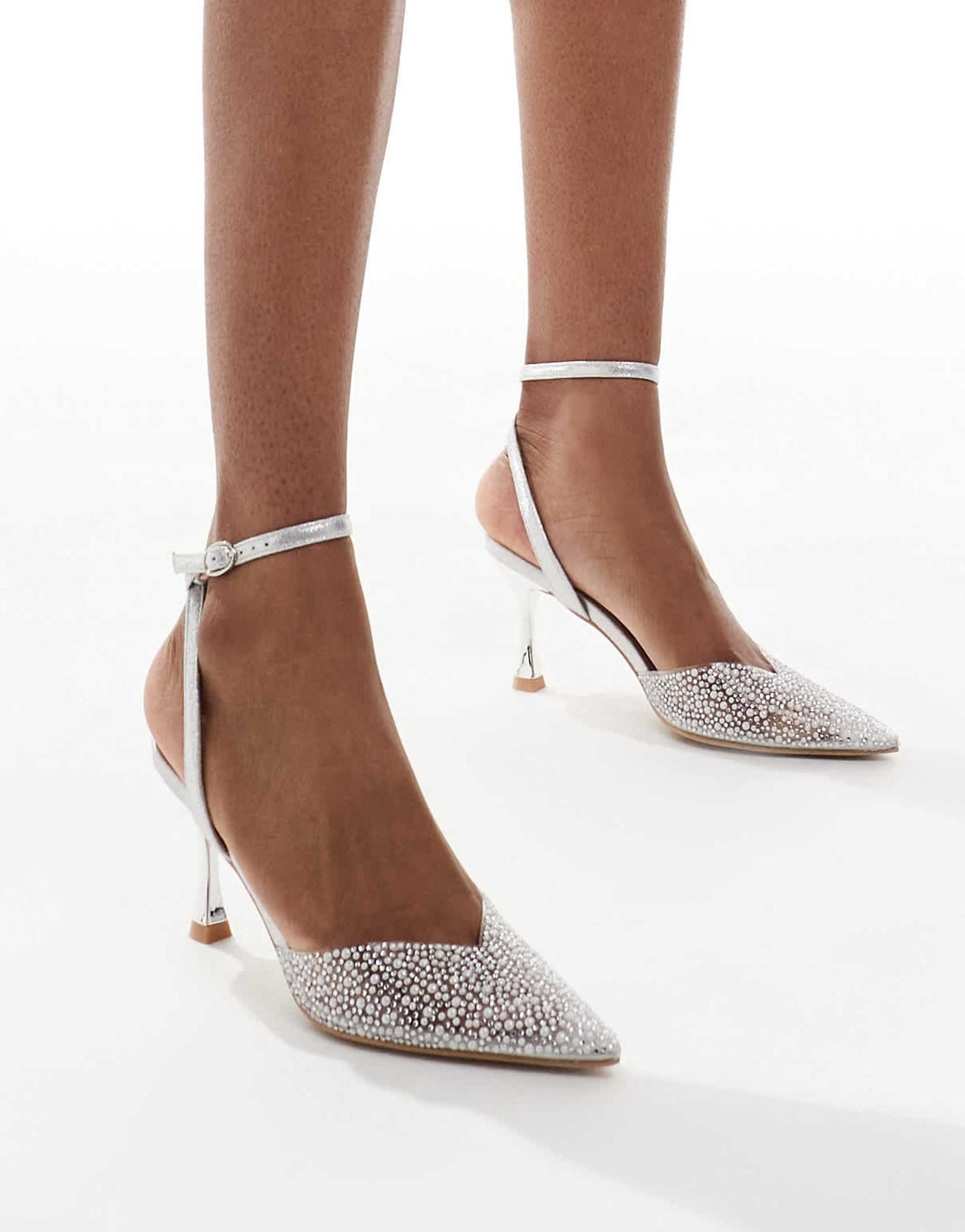 Perspex Embellished Heeled Court Shoe