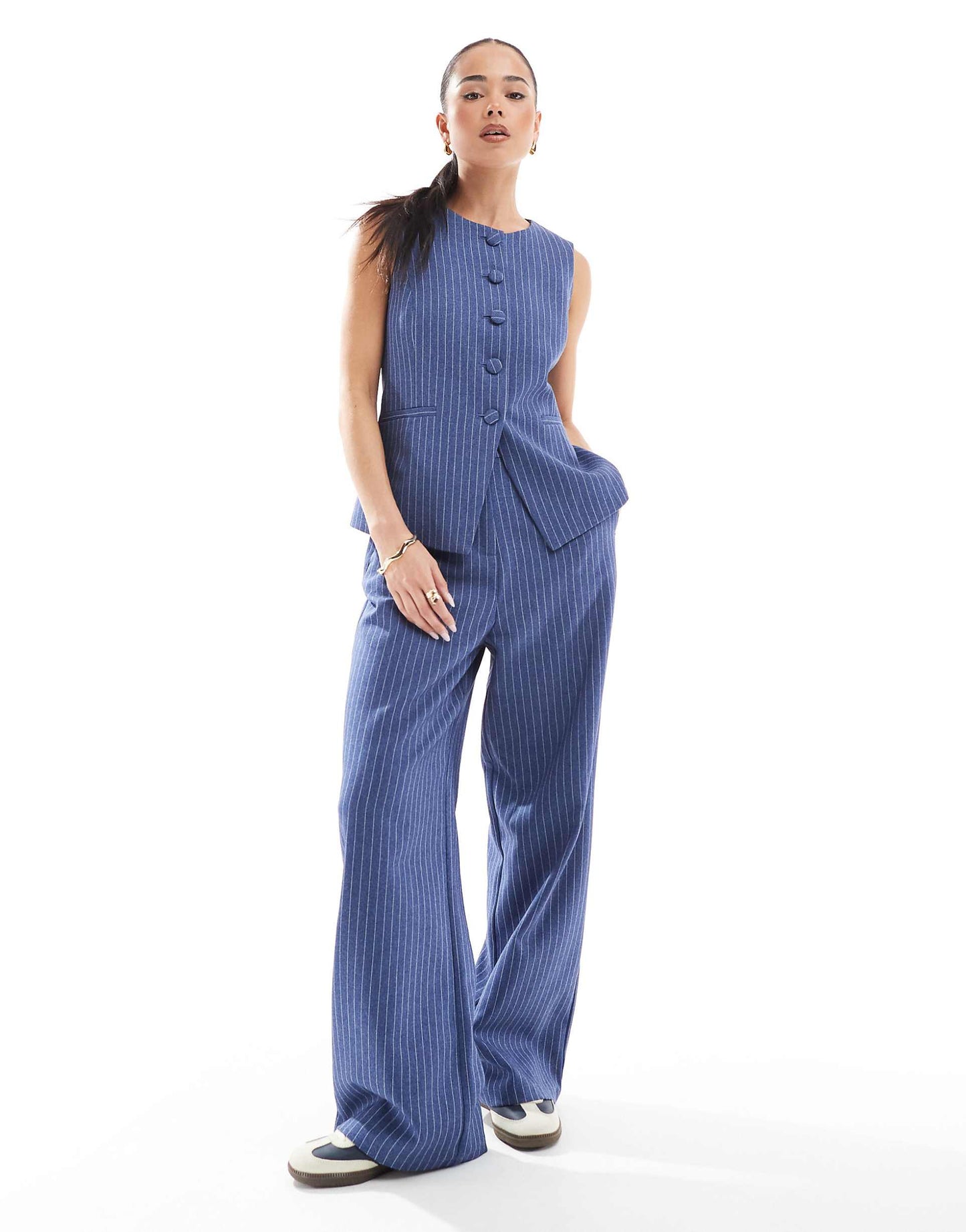 Co-Ord Denim Look Stripe Waistcoat
