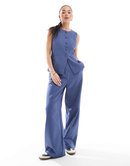 Co-Ord Denim Look Stripe Waistcoat