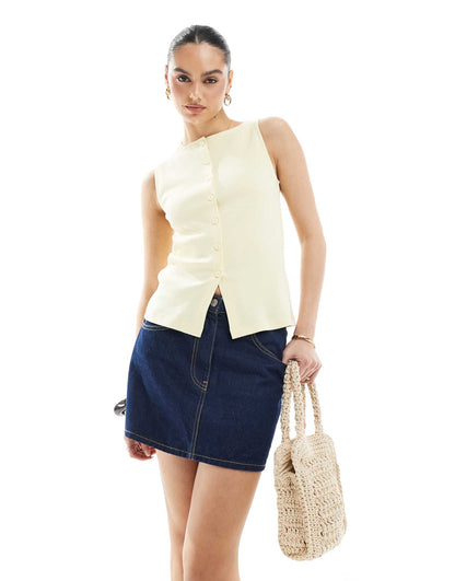 Button Through Tank Top