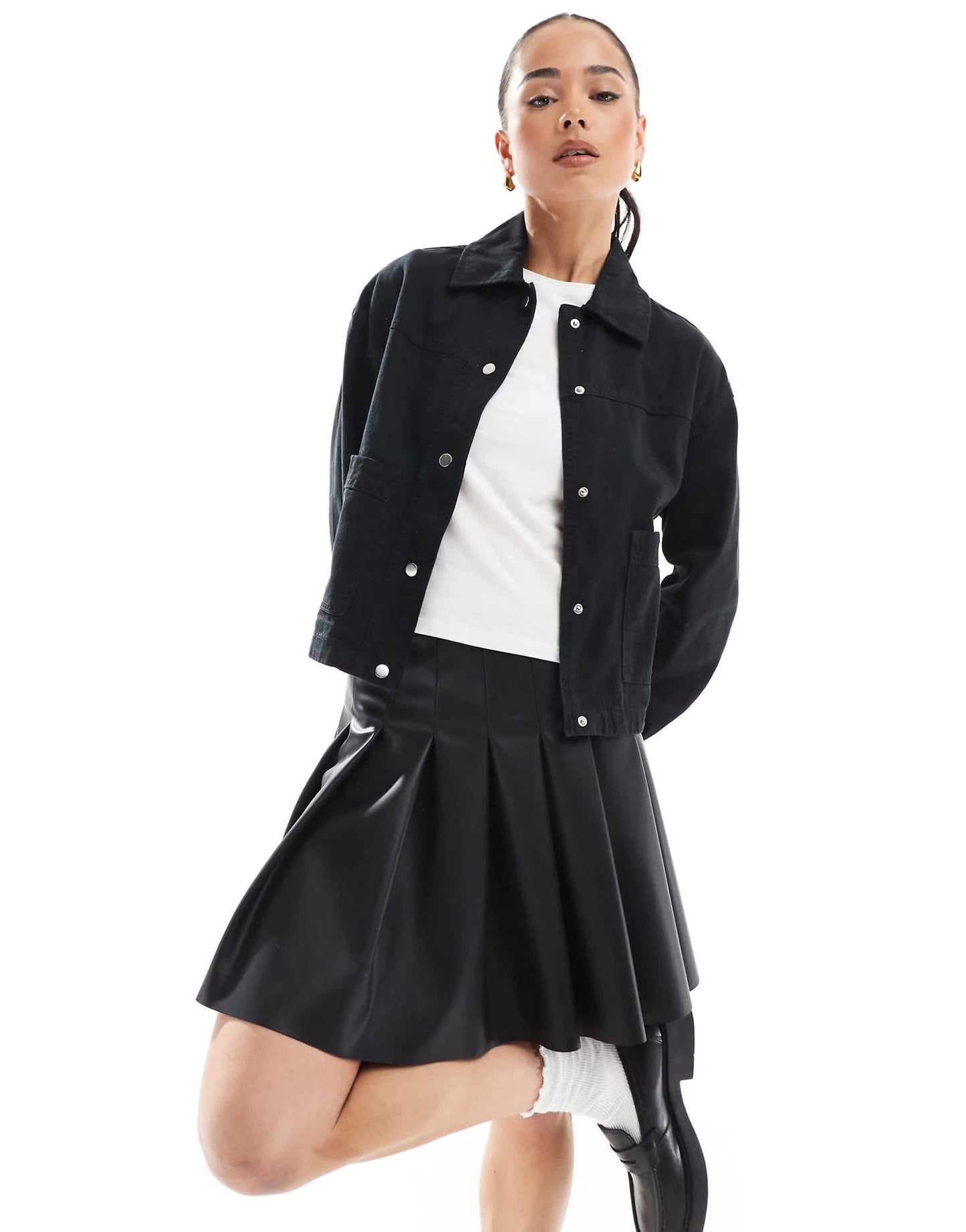 Cropped Cotton Shacket