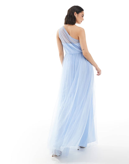 Embellished One Shoulder Maxi Dress