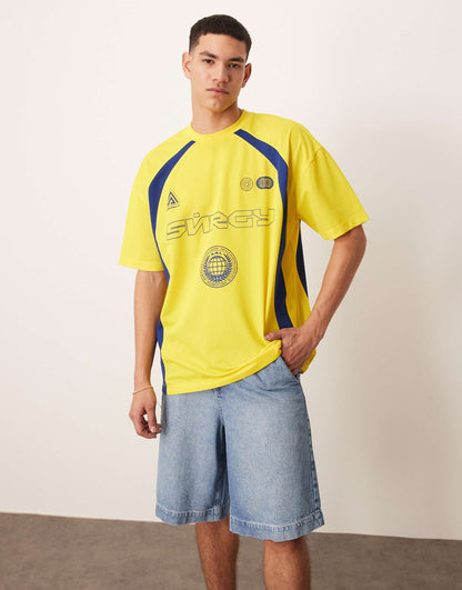 Oversized Fit T-Shirt With Sports Graphic And Panelling