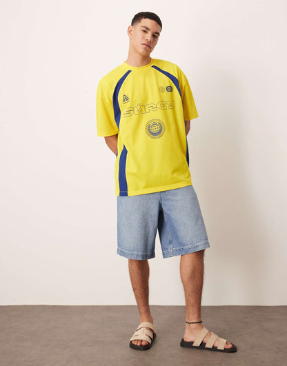 Oversized Fit T-Shirt With Sports Graphic And Panelling