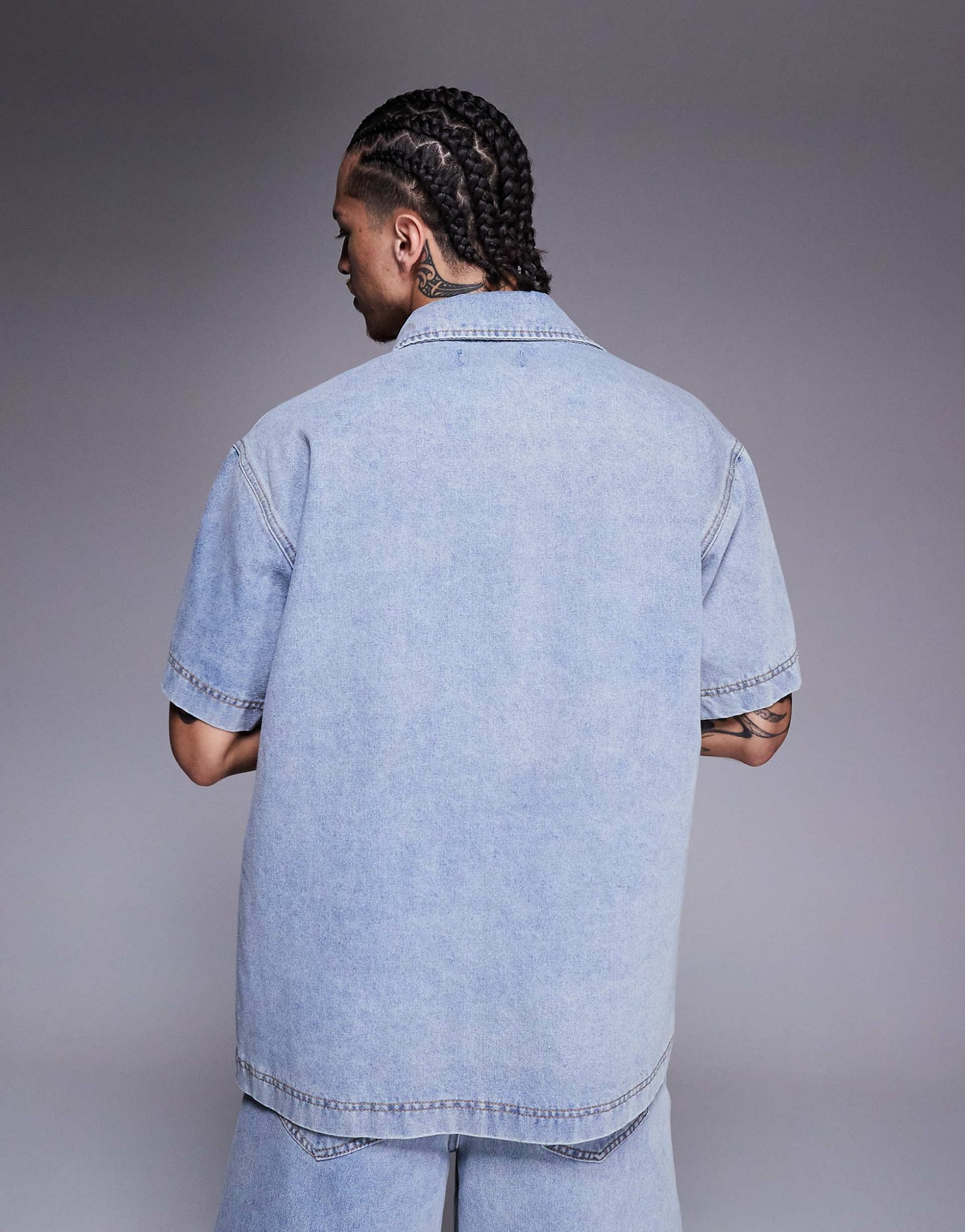Distressed Applique Denim Shirt