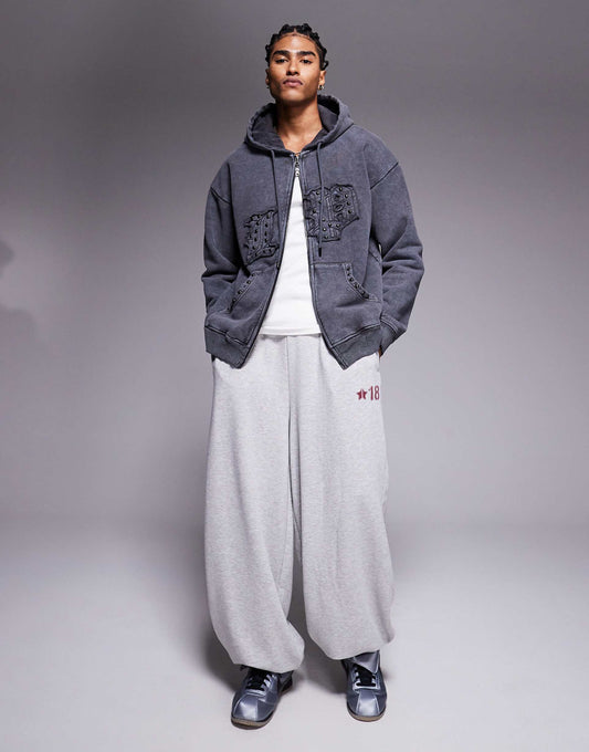 Applique Patch And Stud Logo Oversized Hoodie