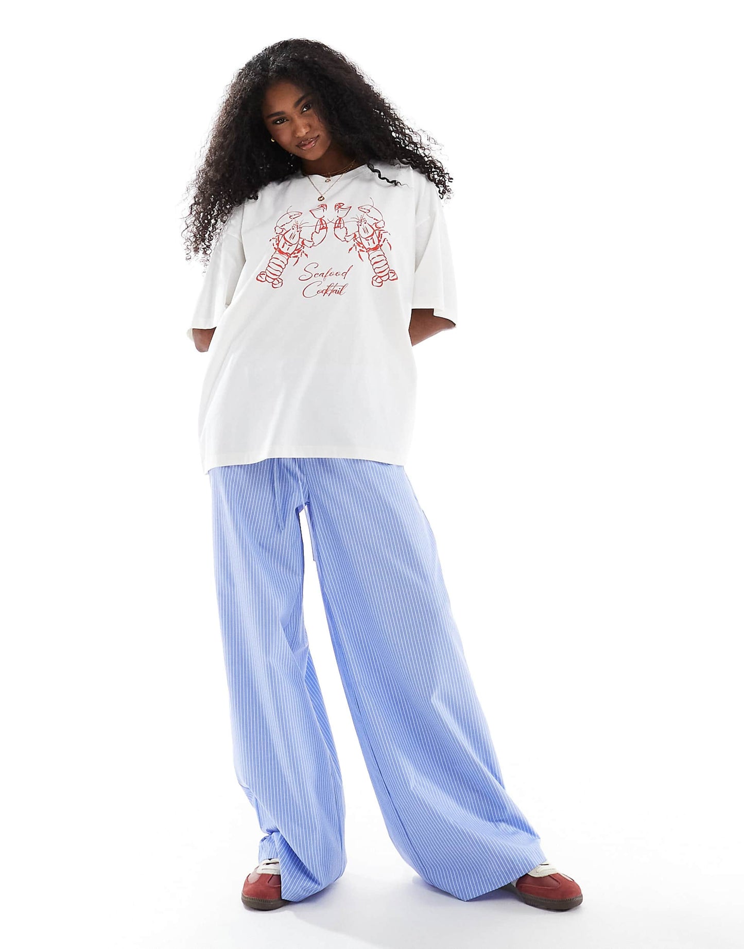 Oversized Tee With Lobster Graphic