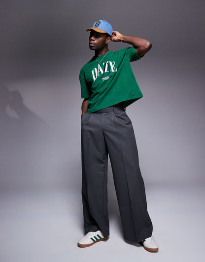 Boxy Oversized T-Shirt With Chest Embroidery