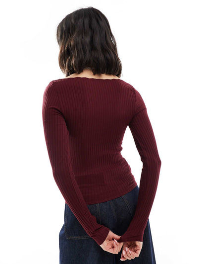 V Neck Long Sleeve Jersey Top