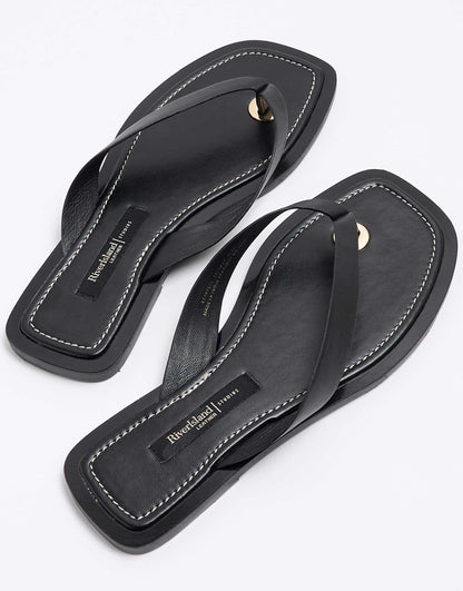 Leather Toe Thong Flat Sandal