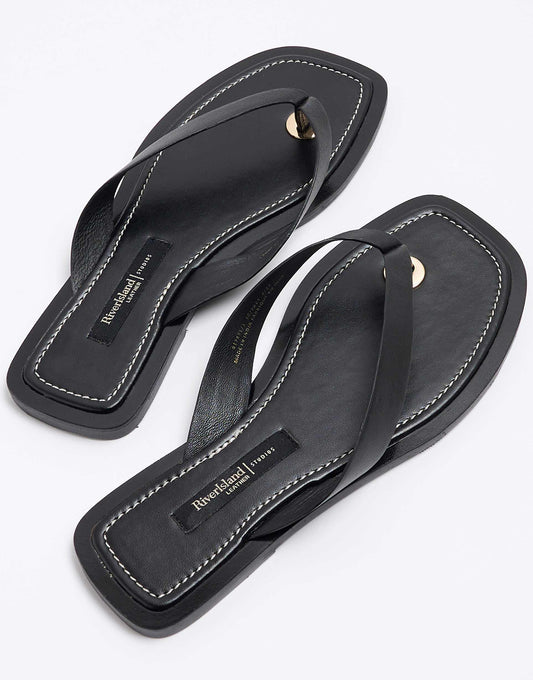 Leather Toe Thong Flat Sandal