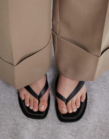 Leather Toe Thong Flat Sandal