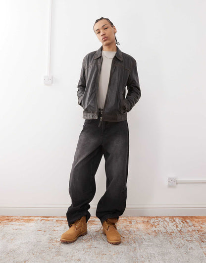Real Leather Harrington