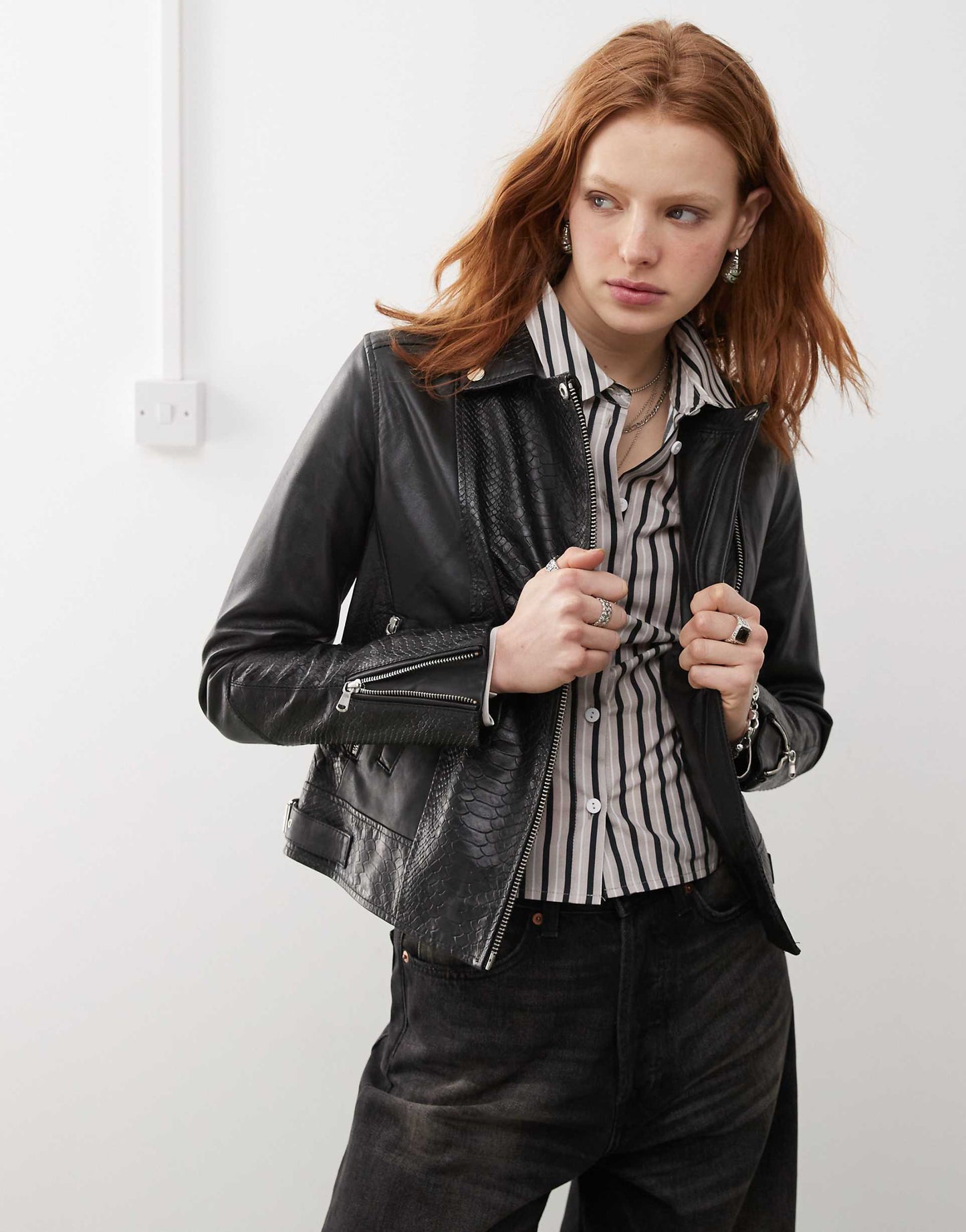 Real Leather Jacket With Snake Detail