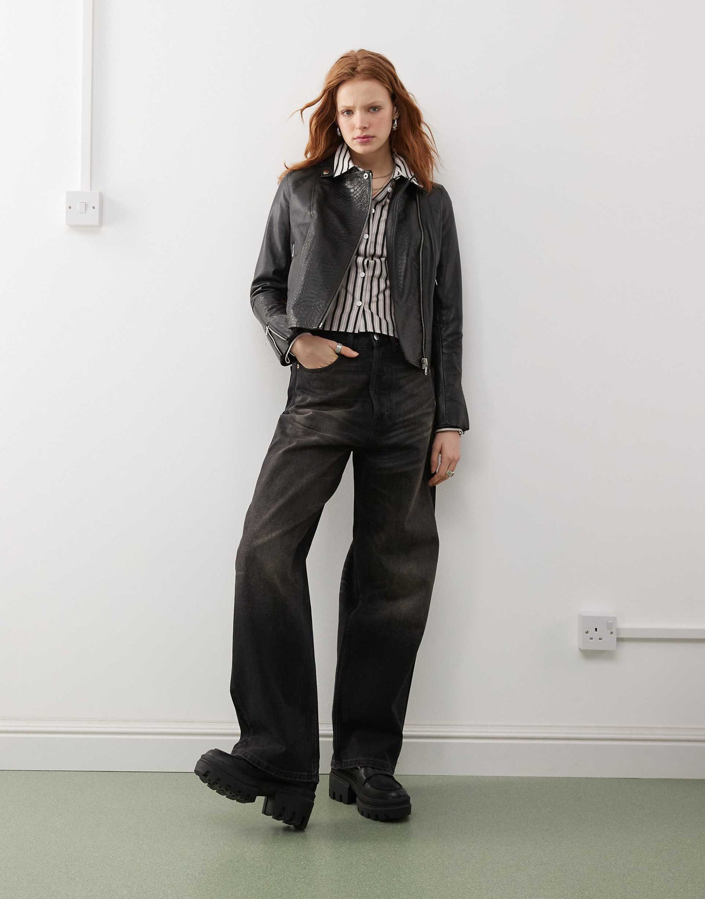 Real Leather Jacket With Snake Detail
