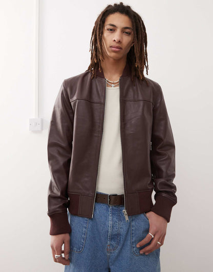 Real Leather Bomber Jacket
